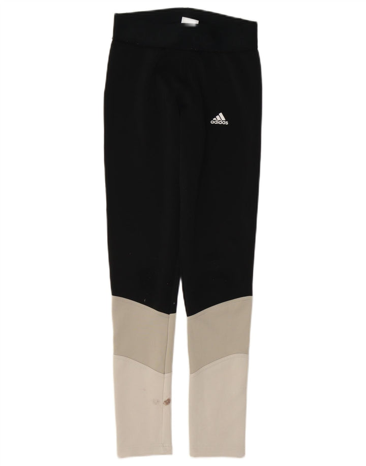 Legginsy damskie Adidas UK 4/6 XS Czarny poliester z blokami kolorów