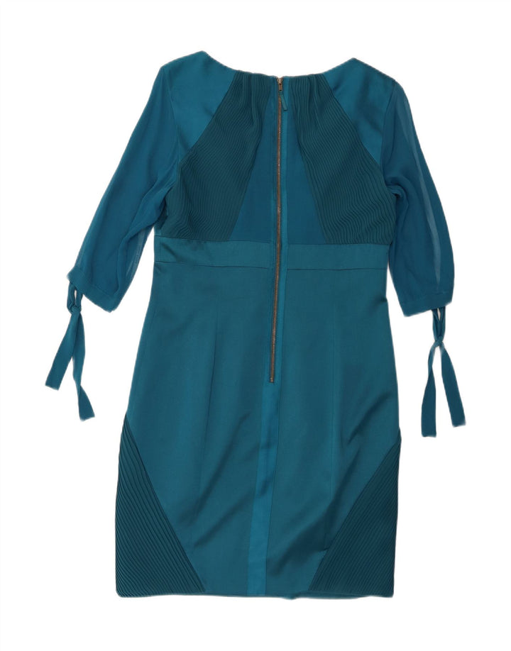 Karen Millen Damska sukienka typu shift z rękawem 3/4 UK 12 Średni niebieski jedwab