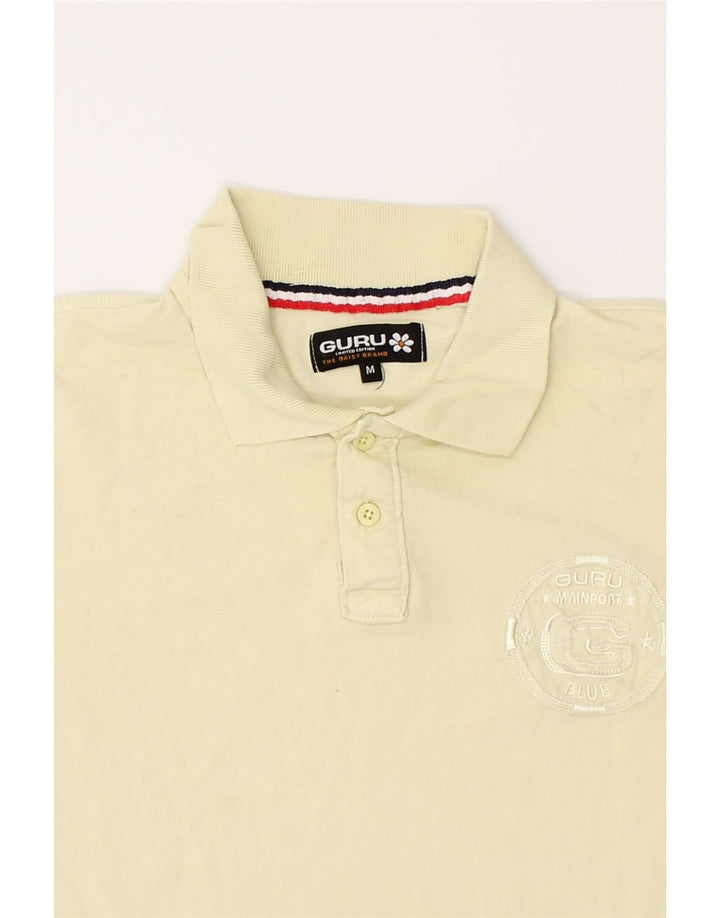 GURU Mens Graphic Polo Shirt Medium Yellow Cotton Vintage Guru and Second-Hand Guru from Messina Hembry 