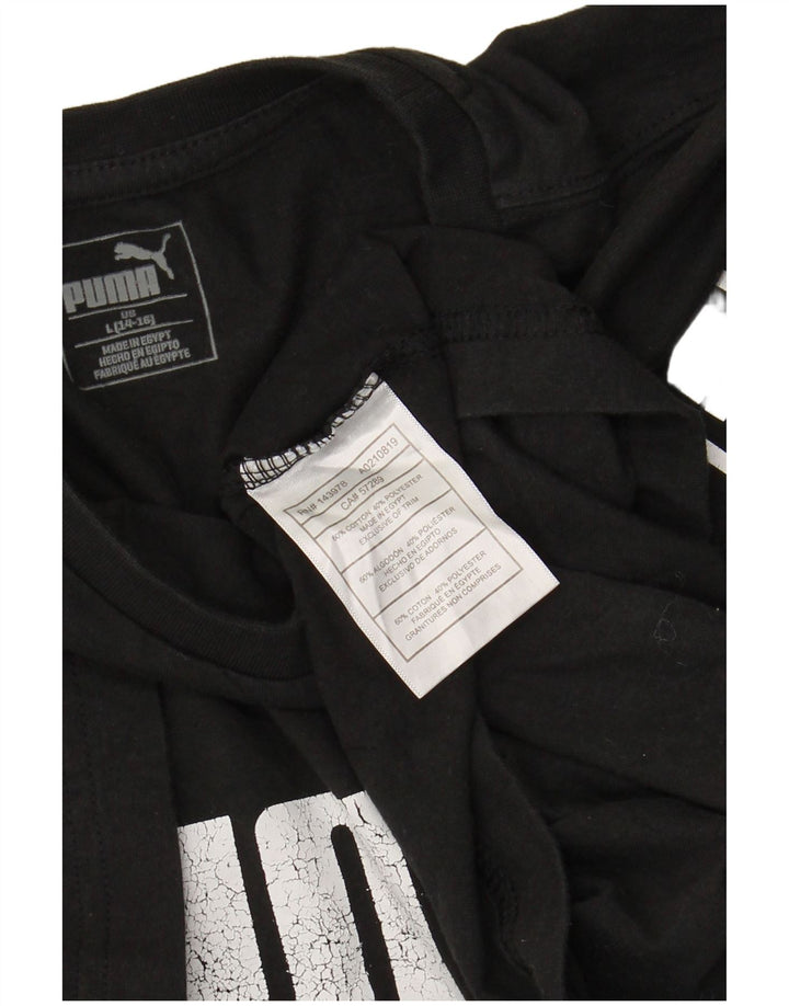 Chłopięcy T-shirt z grafiką PUMA, rozmiar 13-14 lat, duży, czarny, bawełniany