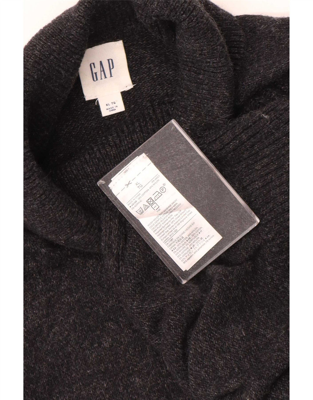Męski sweter Gap z wywijanym dekoltem XL, szary, bawełniany