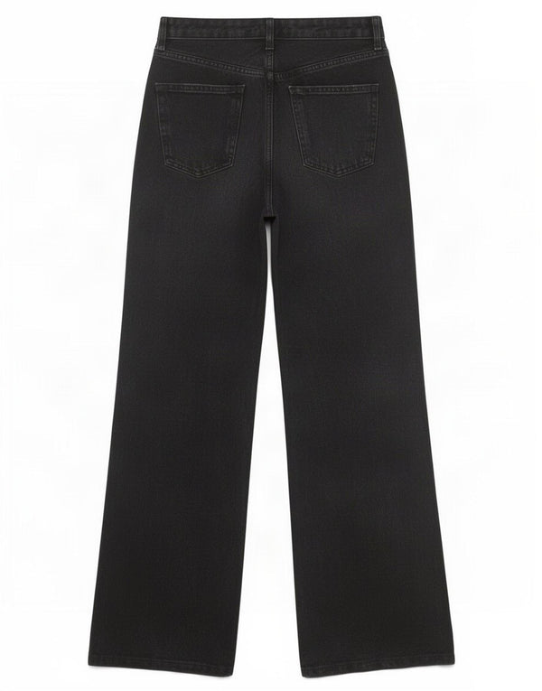 Damskie jeansy z szeroką nogawką Zara EU 38 Small W28 L33 Czarna bawełna