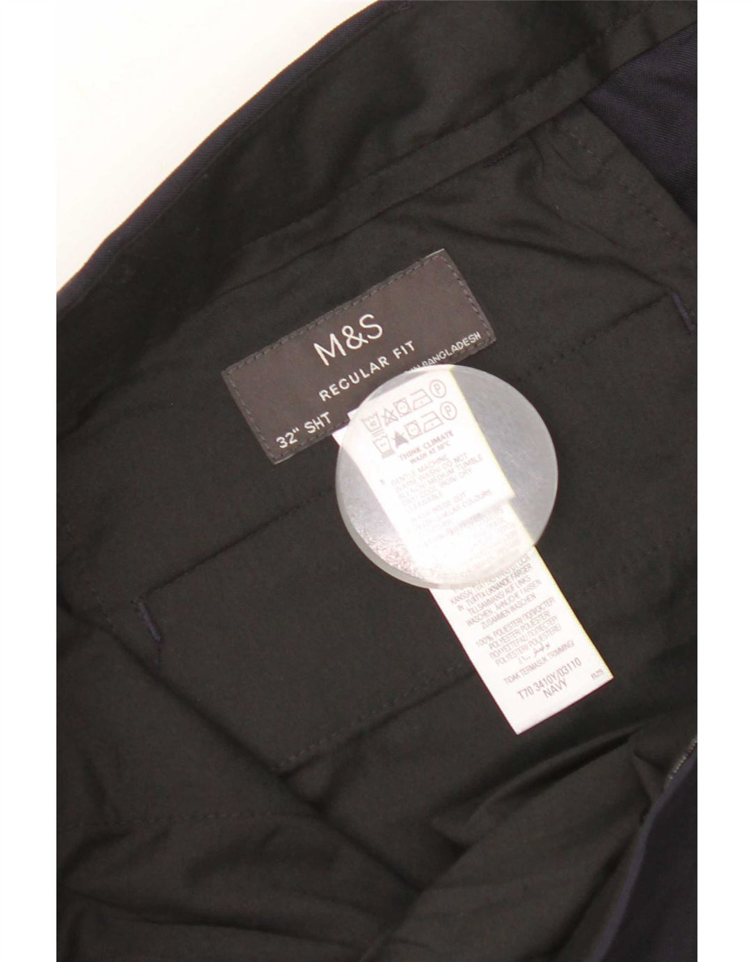 Męskie spodnie chino o regularnym kroju Marks & Spencer W32 L29 Granatowy poliester