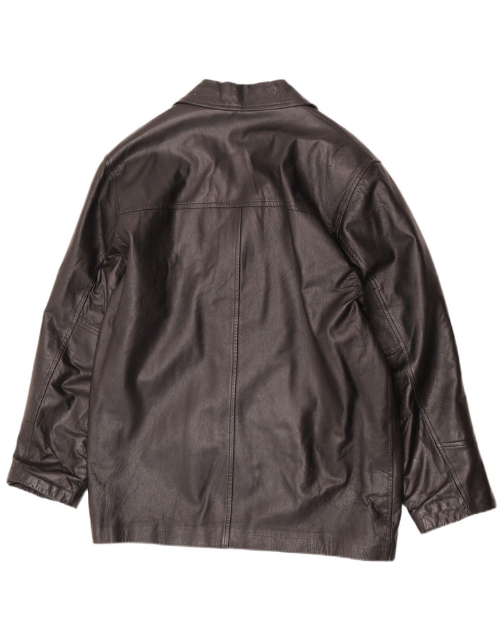 antros Męska skórzana marynarka zapinana na 3 guziki UK 40, duża czarna skóra