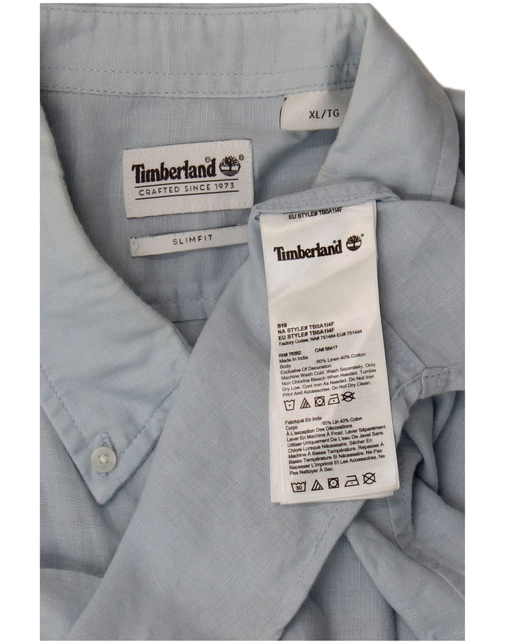 Koszula męska Timberland Slim Fit XL, niebieska lniana