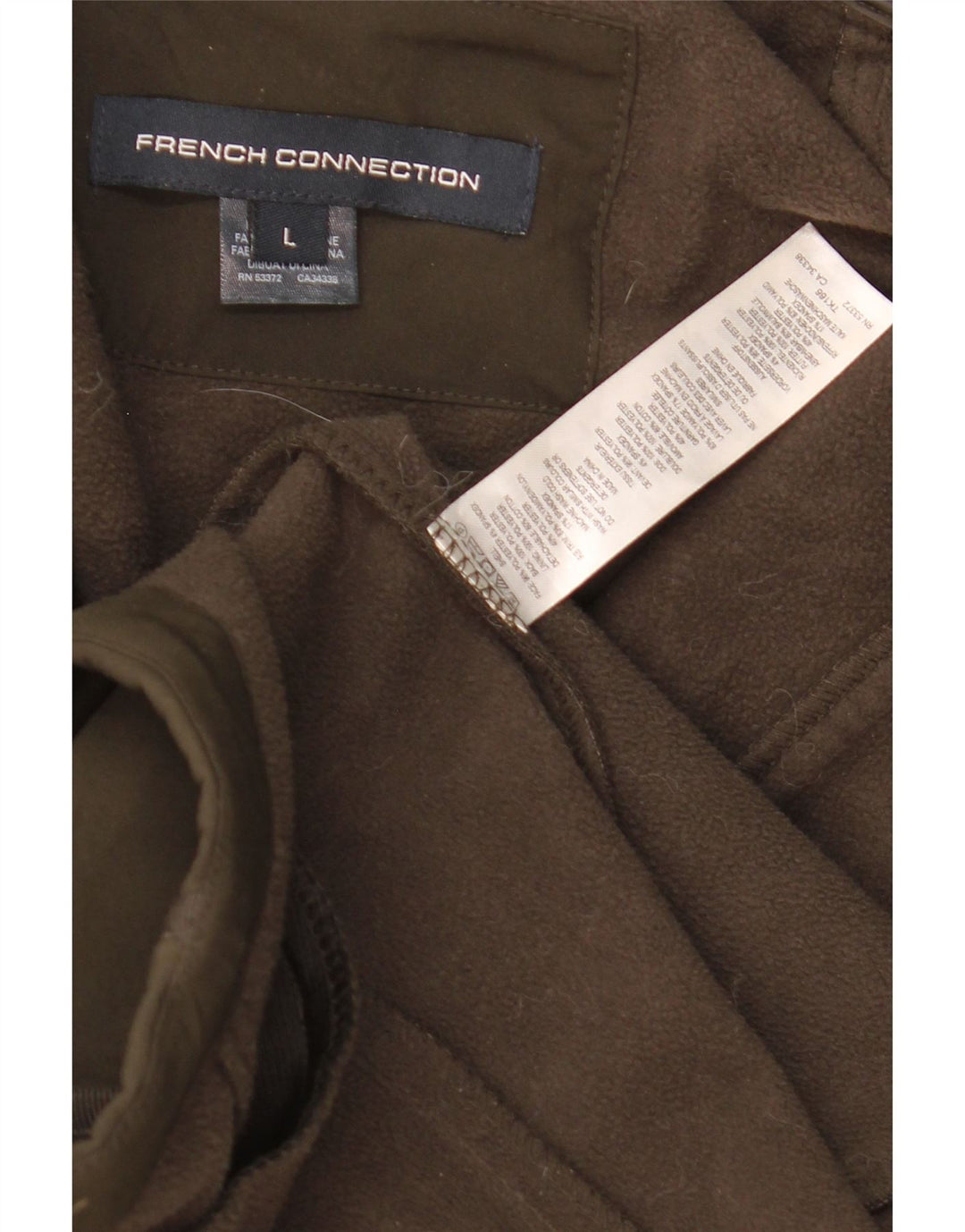 Damska kurtka parka z kapturem French Connection UK 16, duża, khaki, poliester