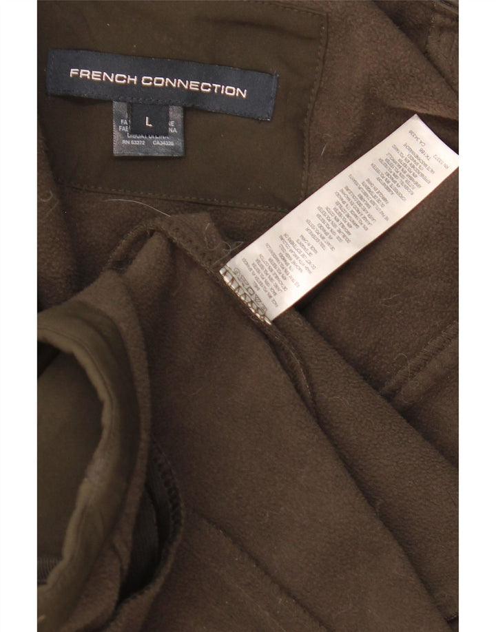 Damska kurtka parka z kapturem French Connection UK 16, duża, khaki, poliester