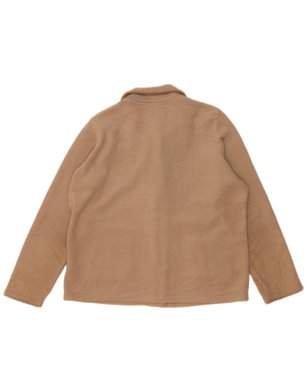 Marks & Spencer Womens Fleece Jacket UK 16 Large Beige Polyester