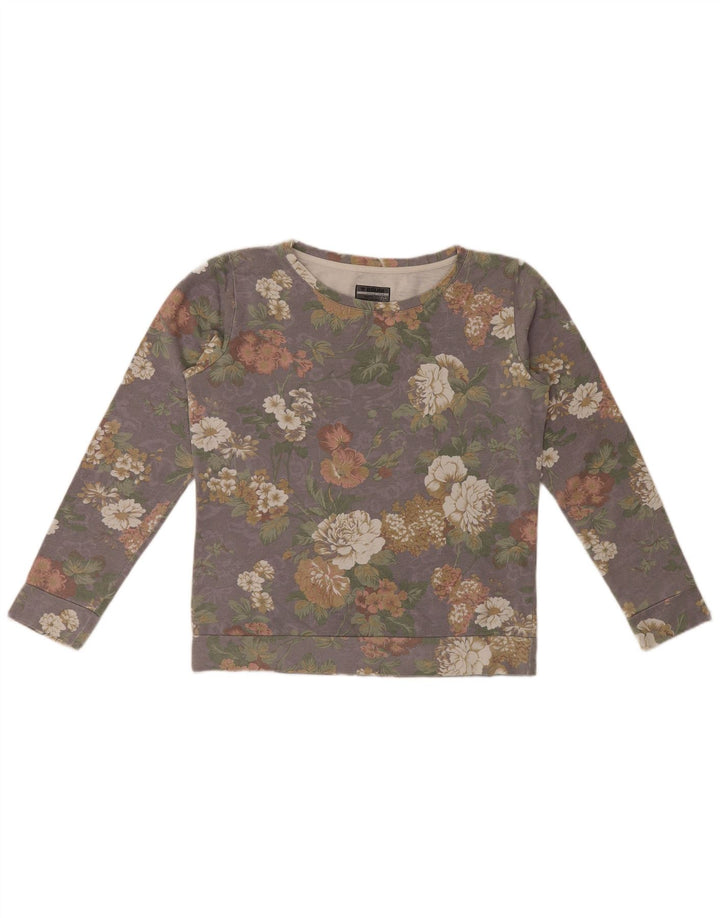 Bluza damska Brugi Sweter średnioszary, bawełniany w kwiaty