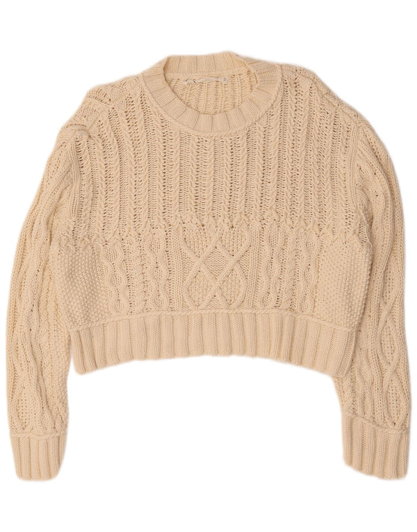 Damski sweter Zara Crop Oversize z okrągłym dekoltem UK 14 Średni Beż