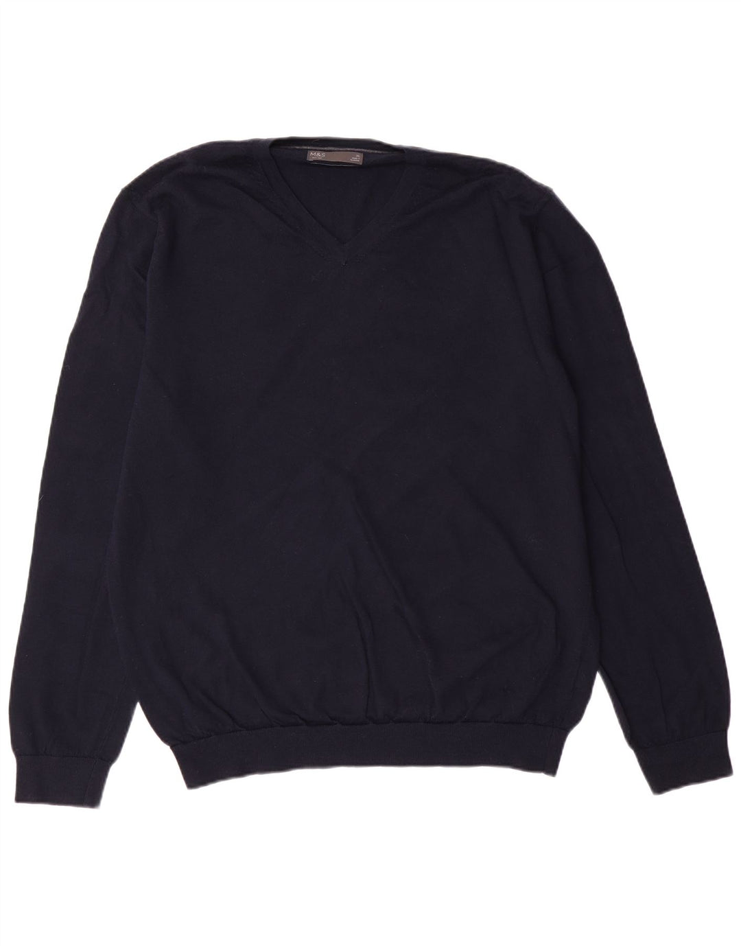 MARKS & SPENCER Męski sweter z dekoltem w kształcie litery V, XL, granatowy, klasyczny