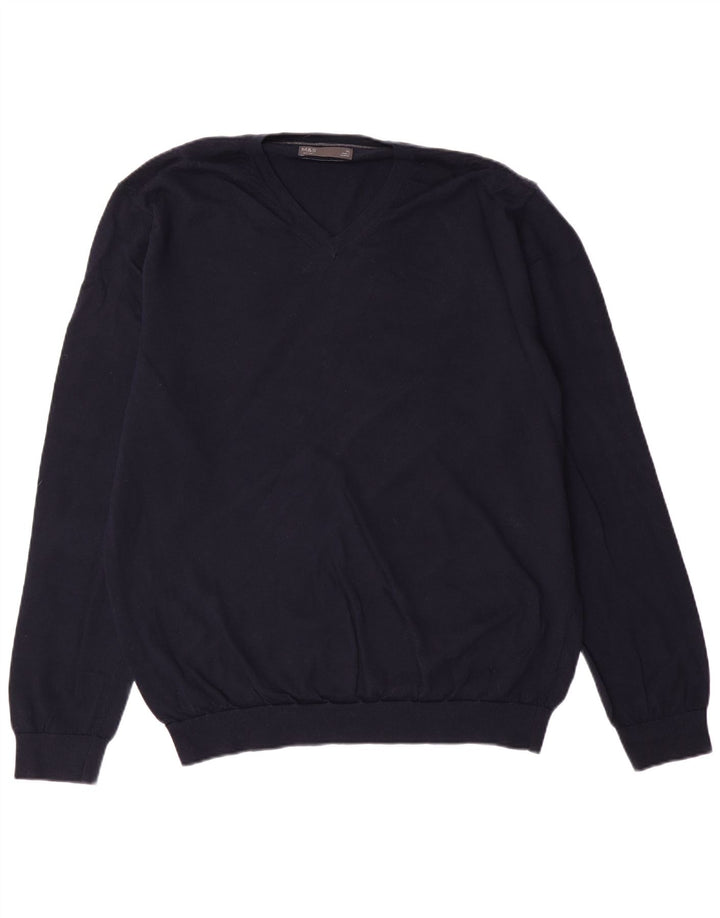 MARKS & SPENCER Męski sweter z dekoltem w kształcie litery V, XL, granatowy, klasyczny