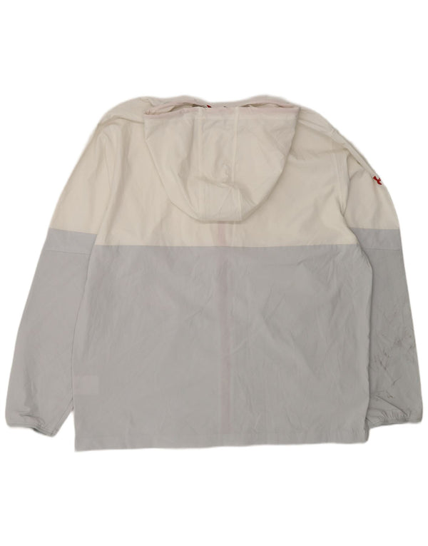 Męska kurtka przeciwdeszczowa z kapturem Under Armour UK 44 2XL Biały poliester z blokami kolorów