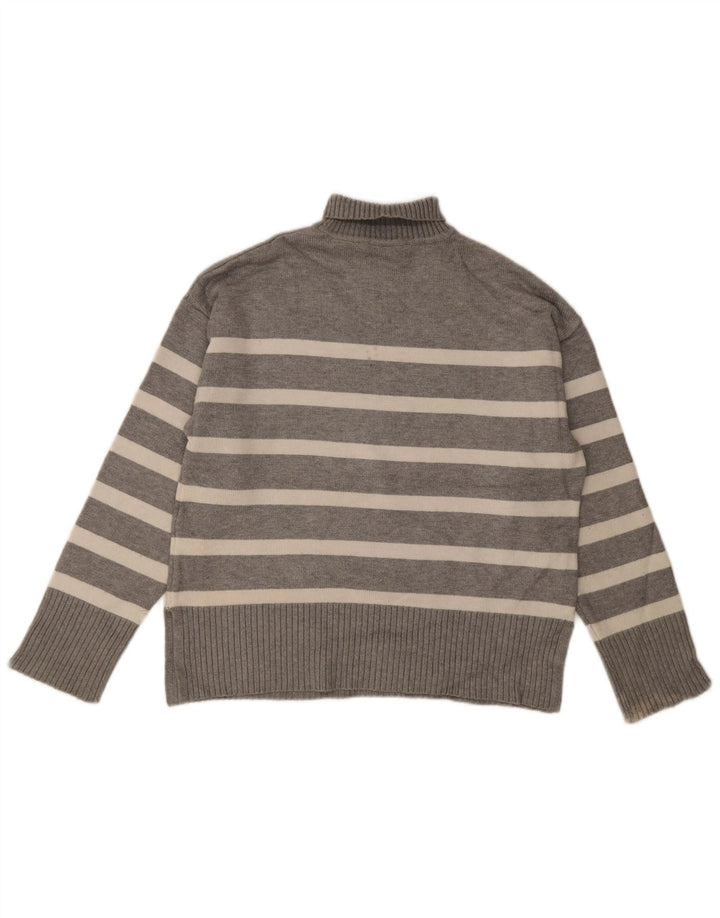 Damski sweter oversize Zara z golfem UK 10 w małe szare paski