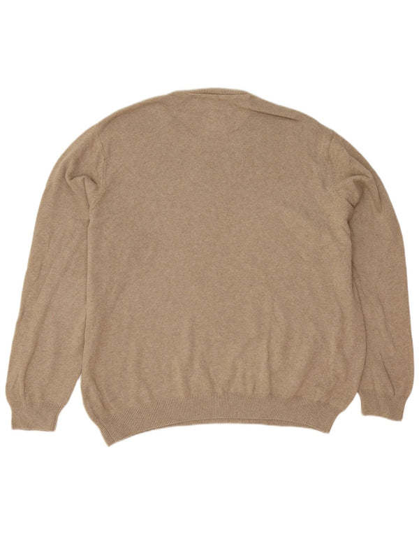 Marks & Spencer Mens Crew Neck Jumper Sweater 2XL Beige Cotton