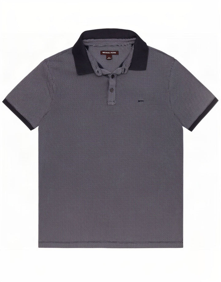 Męska koszulka polo Michael Kors, średnia, granatowa, bawełniana kratka