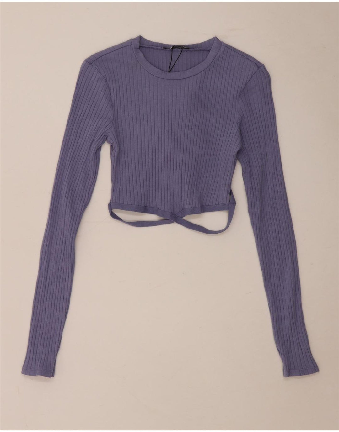 Damski krótki top Zara z długim rękawem, UK 10, mały, niebieski, bawełniany