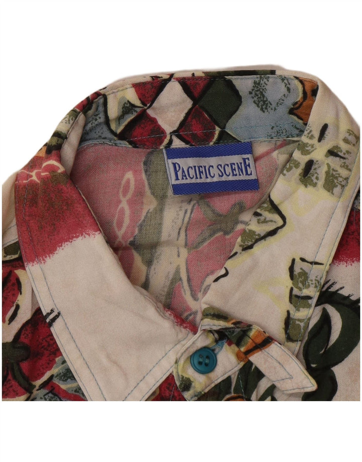 Męska koszula z krótkim rękawem w stylu vintage, abstrakcyjny wzór, duża, wielobarwna