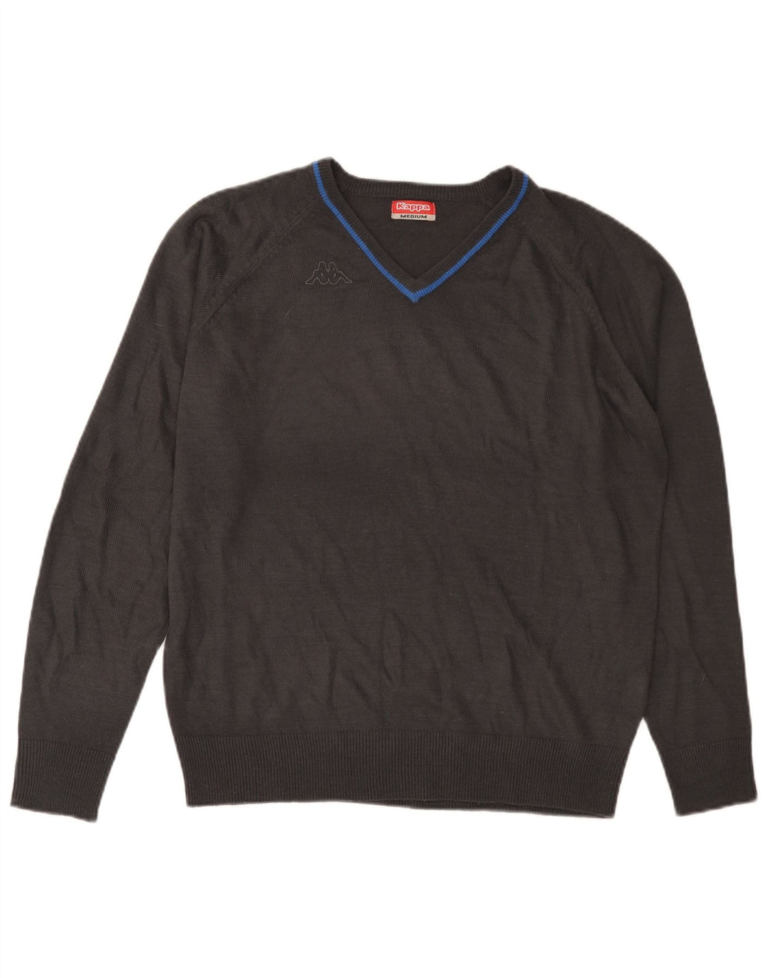 Męski sweter KAPPA z dekoltem w kształcie litery V, średnioszary, akrylowy