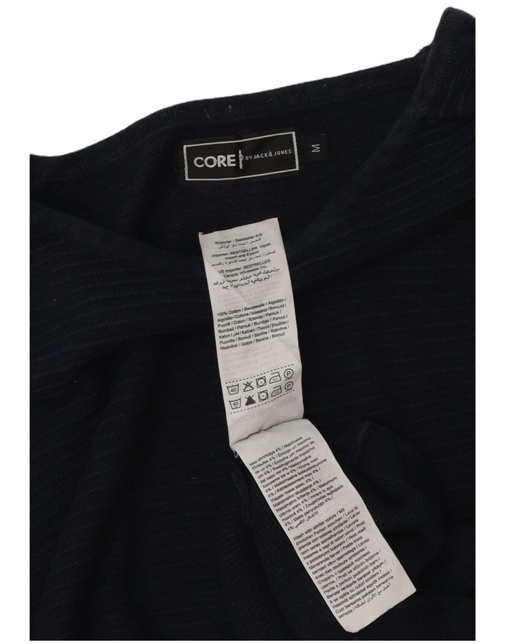 Top męski Jack & Jones z długim rękawem, średni, granatowy, bawełniany w prążki
