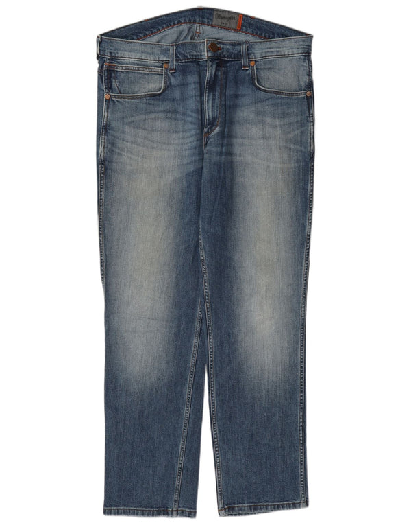 Wrangler Męskie Greensboro Straight Jeans W36 L30 Niebieskie bawełniane