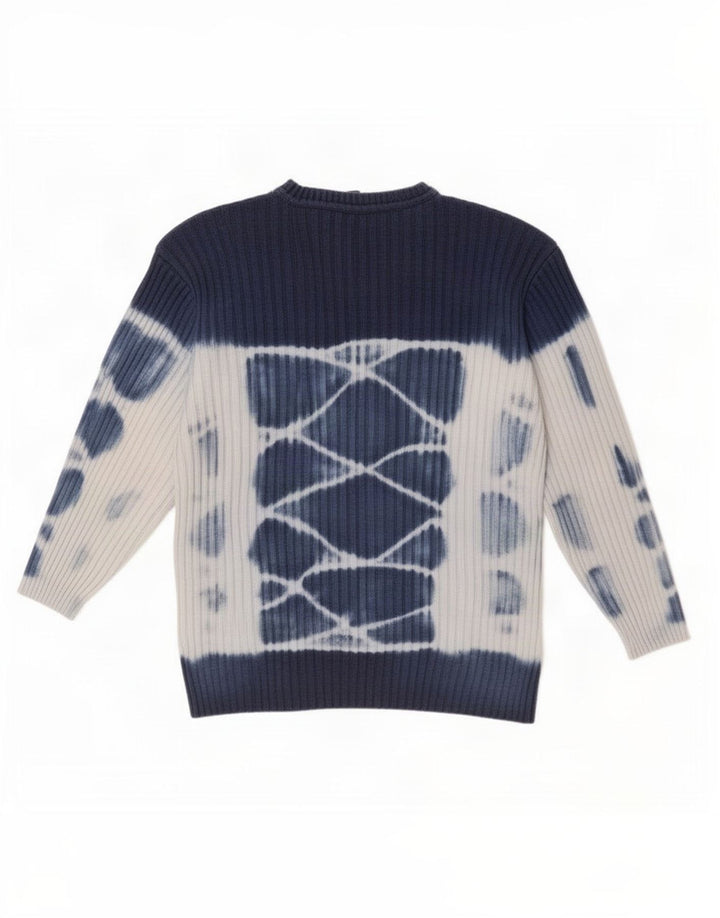 Vintage męski sweter z okrągłym dekoltem, średni granatowy, bawełniany krawat