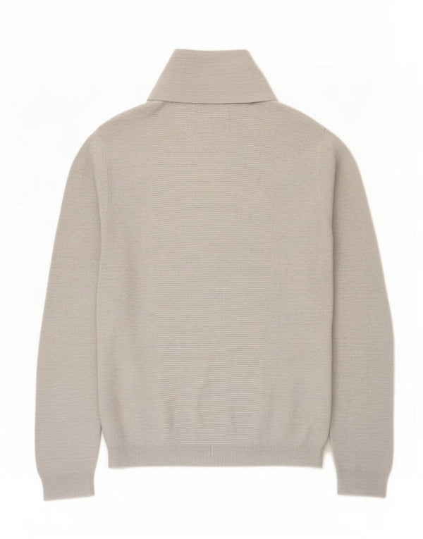 Sweter męski Jules z szalowym dekoltem, duży, szary, bawełniany