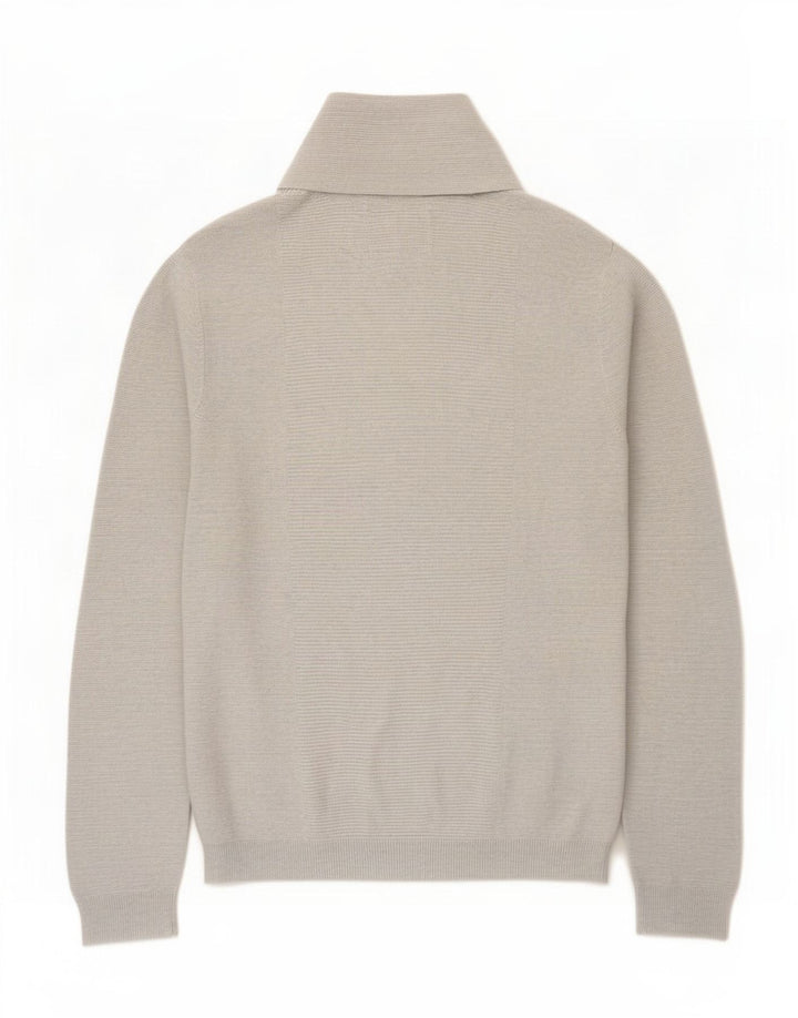 Sweter męski Jules z szalowym dekoltem, duży, szary, bawełniany