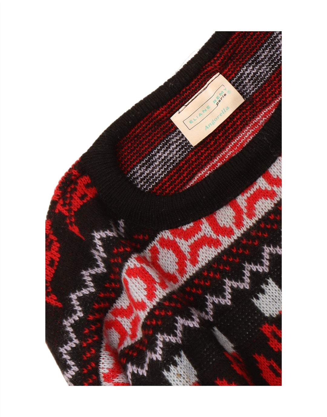 Vintage męski sweter z okrągłym dekoltem, średni wielobarwny kwiatowy akryl