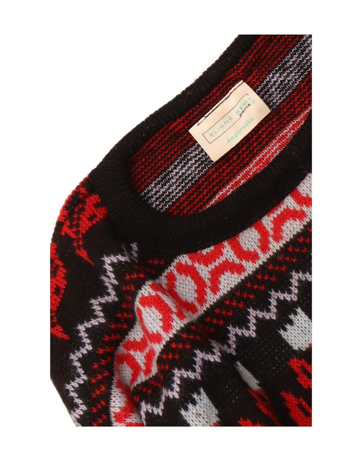 Vintage męski sweter z okrągłym dekoltem, średni wielobarwny kwiatowy akryl