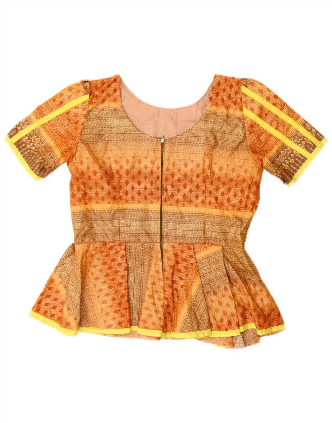 Bluzka damska Vintage Top UK 12 Medium Orange Geometric