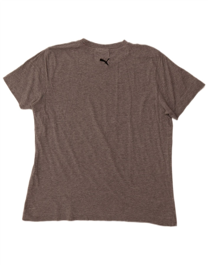 Męski T-shirt z grafiką PUMA, duży, szary, bawełniany