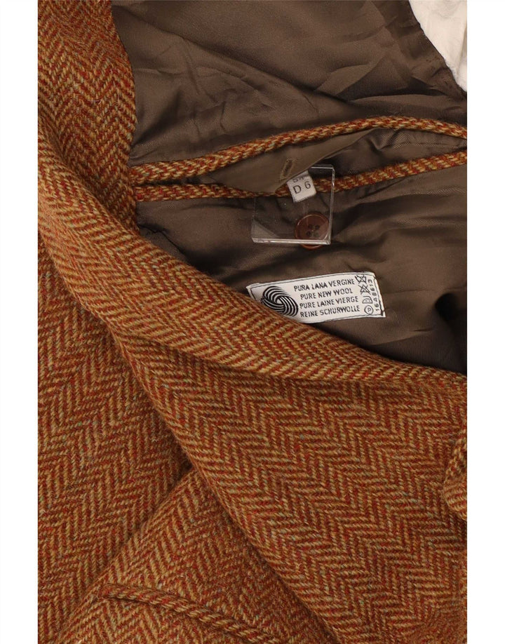 Męska marynarka zapinana na 2 guziki Harris Tweed IT 54 2XL Brązowa wełna w jodełkę