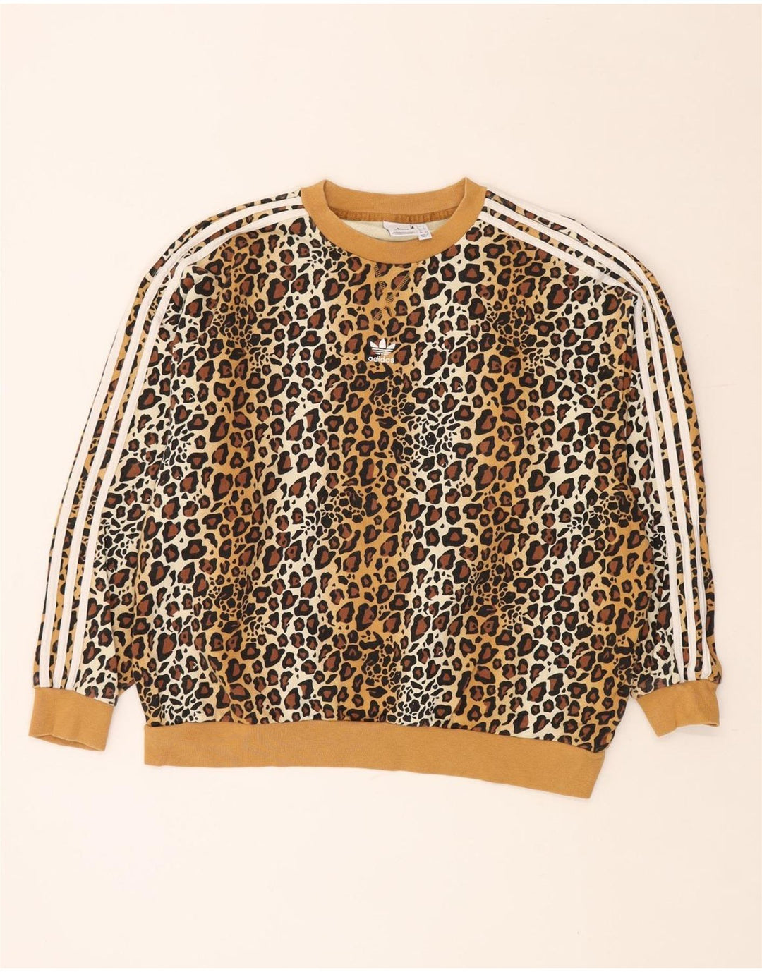 Damska bluza oversize ADIDAS UK 8, mały beżowy nadruk zwierzęcy