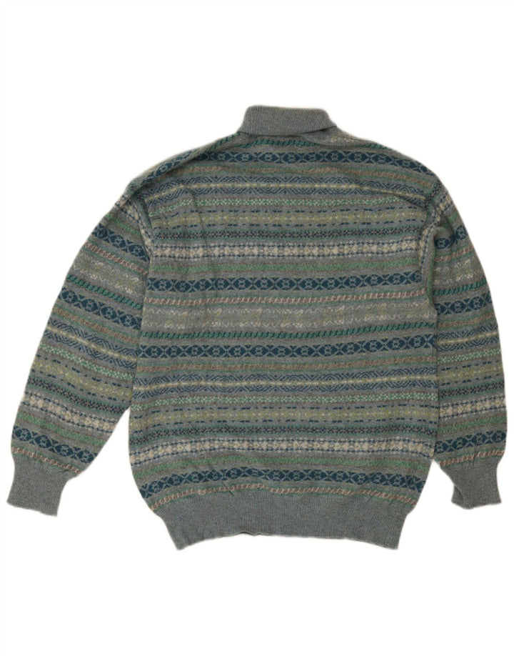 Męski sweter z golfem Malagrida Średni wielobarwny Fair Isle Wool