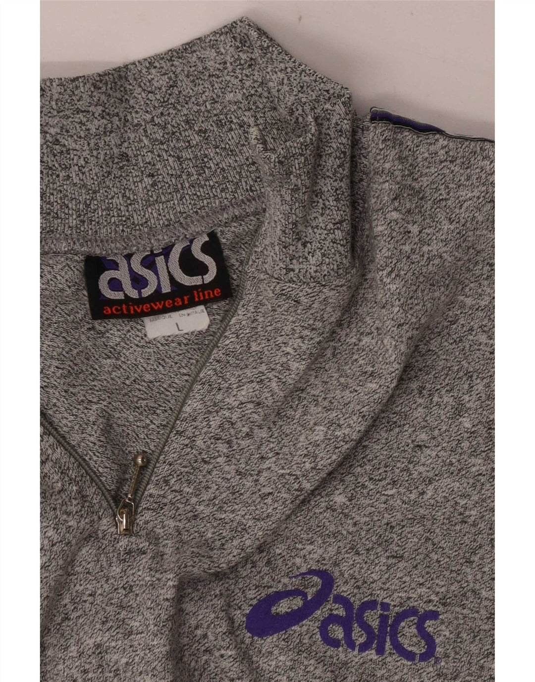 Męska bluza z kapturem i zamkiem błyskawicznym Asics, duża, szara, nakrapiana bawełna