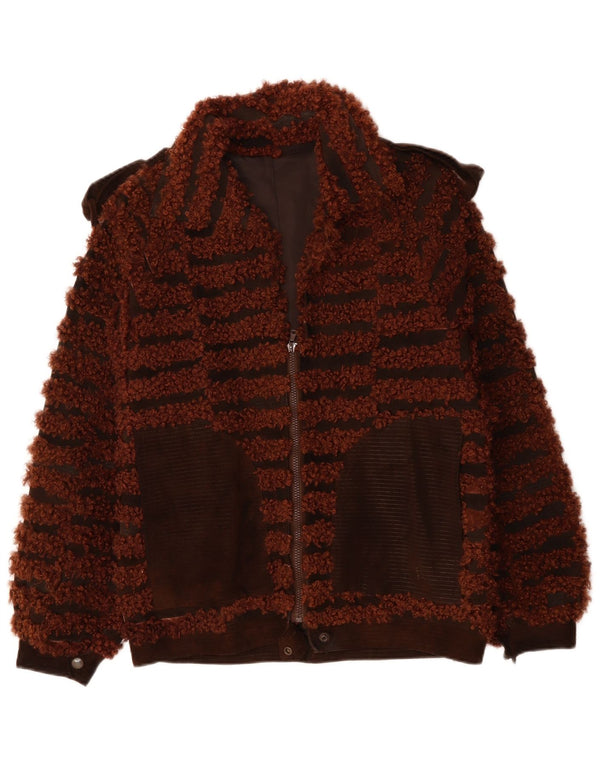 Damska kurtka bomberka VINTAGE UK 16 w duże brązowe paski