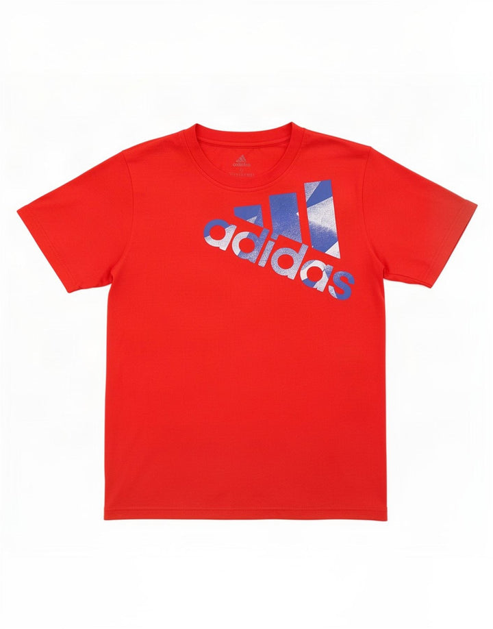 Męska koszulka z grafiką Adidas, mała, czerwona, poliestrowa