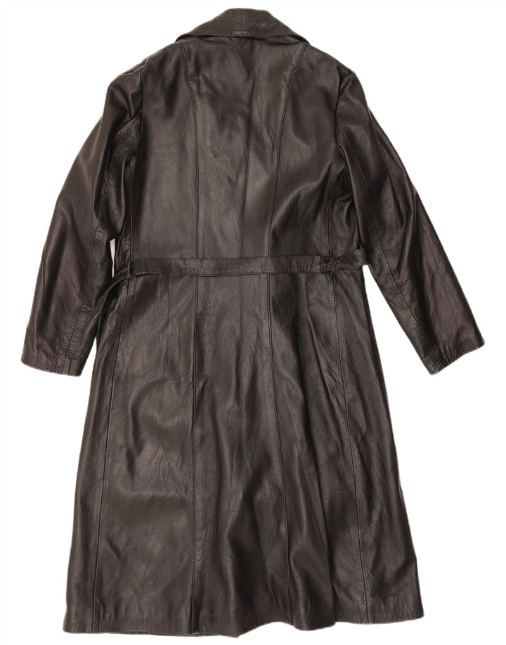 Vintage damski płaszcz skórzany UK 18 XL czarny