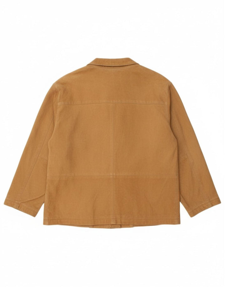 Zamszowa kurtka damska Simonetta UK 16, duża, beżowa skóra