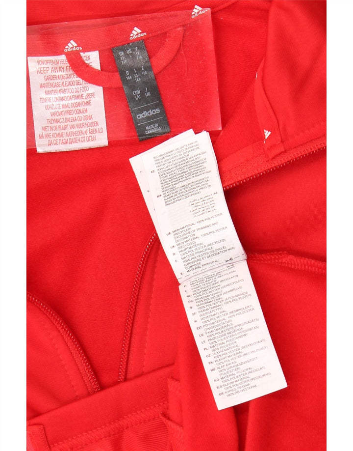 ADIDAS Boys Graphic Tracksuit Top Jacket 13-14 Years Red Polyester Vintage Adidas and Second-Hand Adidas from Messina Hembry 