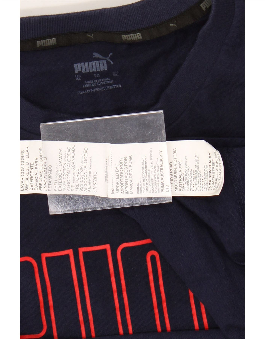 Męska koszulka z grafiką PUMA, góra XL, granatowa, bawełniana