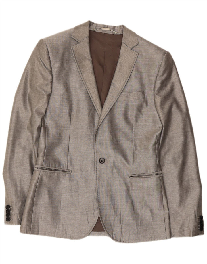 VINTAGE Womens 1 Button 2 Piece Suit IT 46 Large W32 L31 Silver Classic