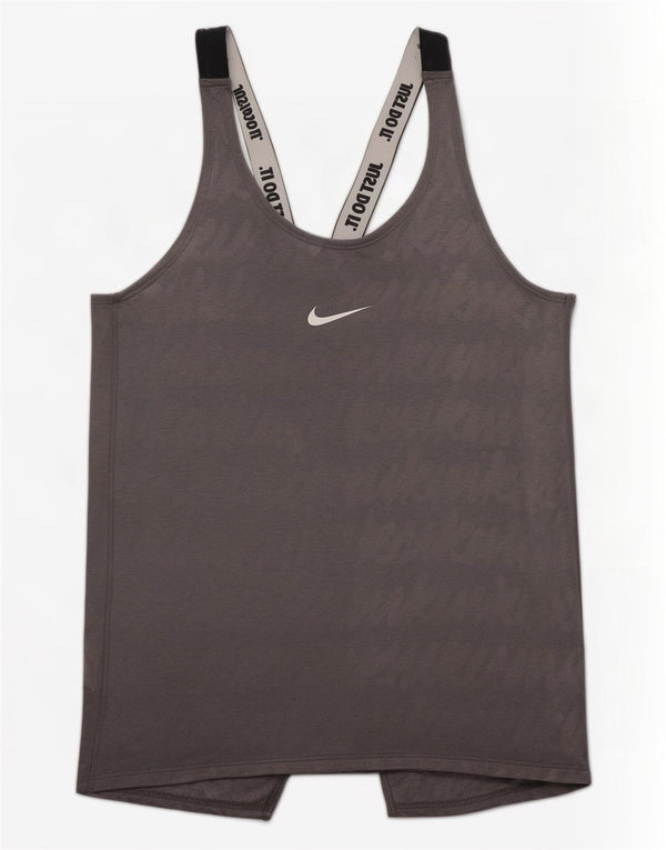 Damska kamizelka Nike Dri Fit Graphic Top UK 8 Mały szary poliester z blokami kolorów