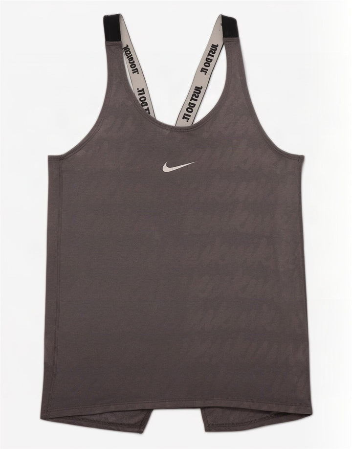 Damska kamizelka Nike Dri Fit Graphic Top UK 8 Mały szary poliester z blokami kolorów