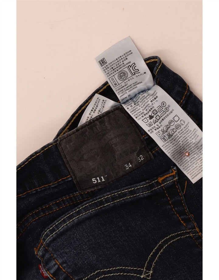 Męskie jeansy Levi's 511 Slim W34 L32 Granatowa bawełna