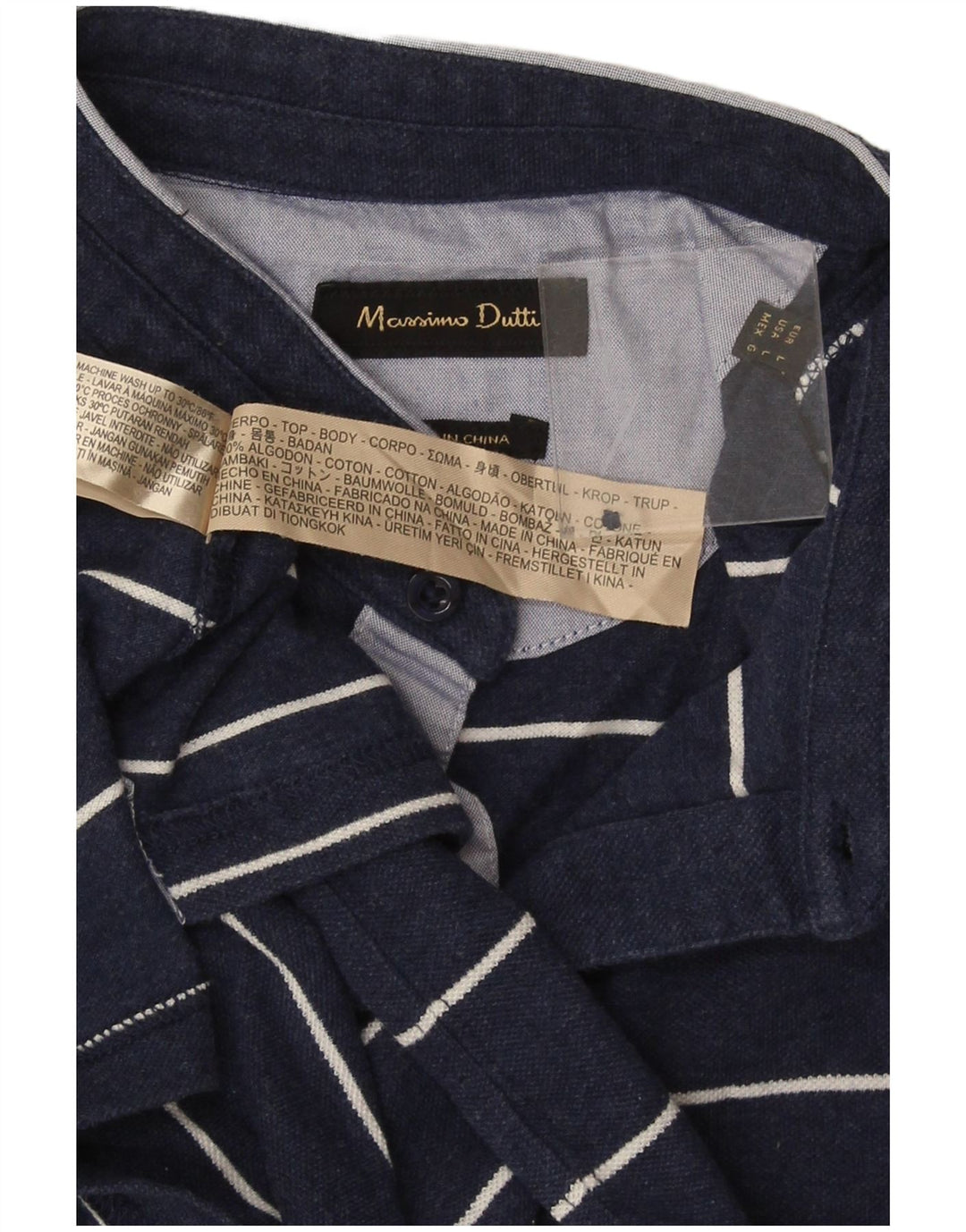 Męska koszulka polo Massimo Dutti, duża, bawełniana w granatowe paski