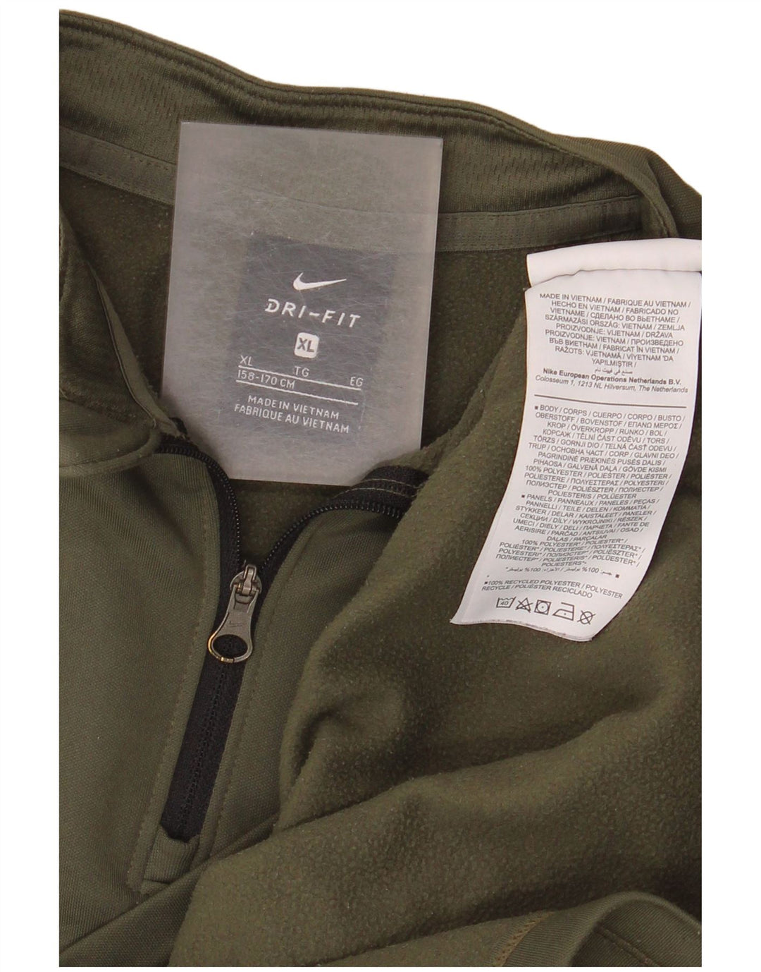 Chłopięcy dres Nike z zamkiem błyskawicznym na szyi, 13-14 lat XL, khaki, blok kolorów