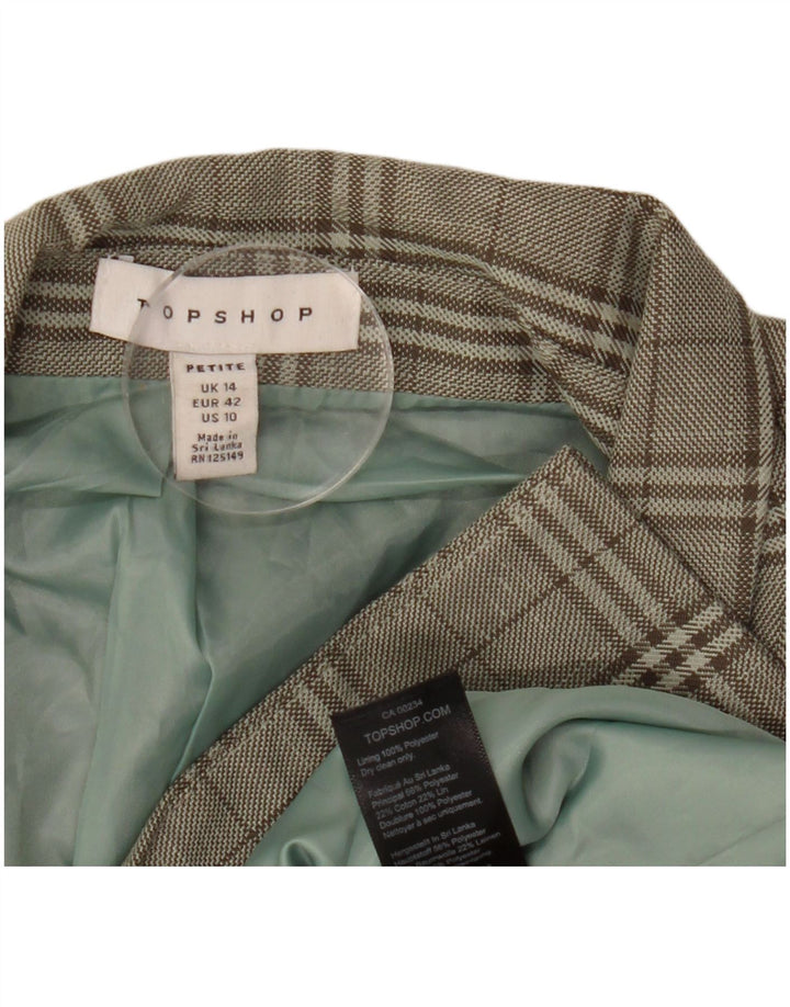 Damska marynarka Topshop Petite Double Breasted Jacket UK 14 w dużą zieloną kratkę