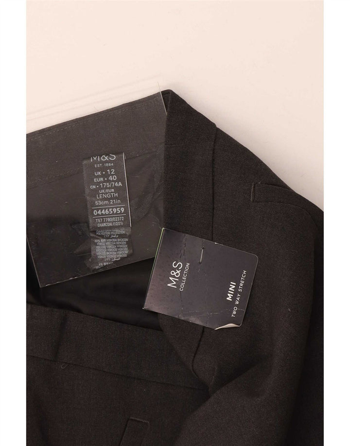 Marks & Spencer Damska spódnica mini UK 12 Medium W30 Szary poliester